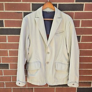 Diesel Mens Medium Cotton Blazer Jacket Cream Khaki Utility VTG EUC Denim Div.